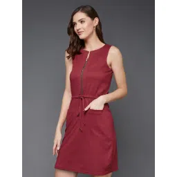 Miss Chase Maroon Shift Dress-picture-17