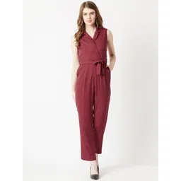 Miss Chase Maroon Solid Basic Jumpsuit-picture-35