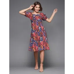Miss Chase Multi Georgette Abstract Midi Dress-picture-24