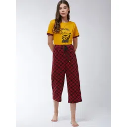 Miss Chase Mustard & Red Cotton Printed T-Shirt Capris Set-picture-28