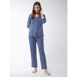 Miss Chase Navy & White Striped Shirt With Pyjamas-picture-47