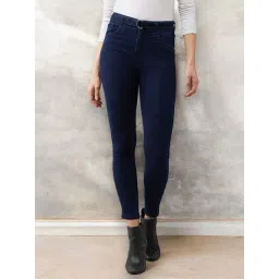 Miss Chase Navy Blue Cotton Skinny Fit Relaxed High Rise Regular Length Stretchable Denim Jeans-picture-11