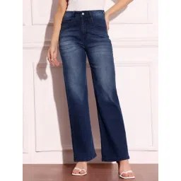 Miss Chase Navy Blue Denim Solid Jeans-picture-38