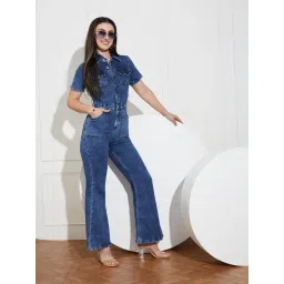 Miss Chase Navy Blue Denim Solid Jumpsuit-picture-44