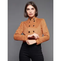 Miss Chase Orange Polyester Solid Jacket-picture-20
