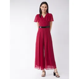 Miss Chase Pink & Black Pleated Jumpsuit with Embellished Waist-picture-42