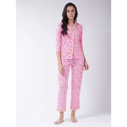 Miss Chase Pink Cotton Printed Shirt With Pyjamas-picture-26