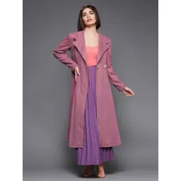Miss Chase Purple Relaxed Fit Double Breasted Longline Coat-picture-24