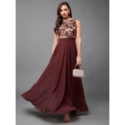 Miss Chase Round Neck Georgette Maxi Partywear Dress-picture-30