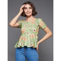 Miss Chase Sage Green Floral Print Peplum Top-picture-29