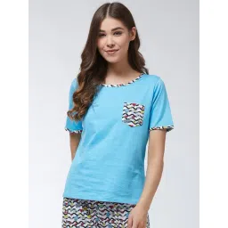 Miss Chase Sky Blue Cotton Printed T-shirt-picture-41