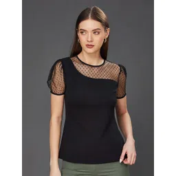 Miss Chase Solid Round Neck Short Sleeve Relaxed Fit Regular Top-picture-35