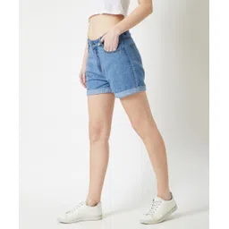 miss chase Solid Women Blue Basic Shorts-picture-15