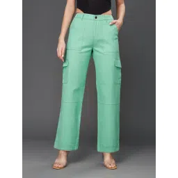 Miss Chase Turquoise Relaxed Fit High Rise Stretchable Jeans-picture-31