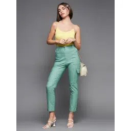 Miss Chase Turquoise Relaxed Fit Regular Length Trousers-picture-26