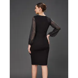 Miss Chase V-Neck Puff Sleeve Georgette Wrap Dress image 2