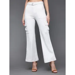 Miss Chase White Denim Relaxed Fit High Rise Cargo Jeans-picture-38