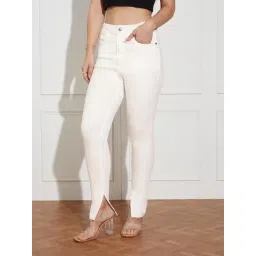 Miss Chase White Denim Solid Jeans-picture-12