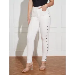 Miss Chase White Denim Solid Jeans-picture-23