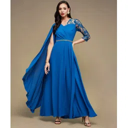 miss chase Women A-line Blue Maxi/Full Length Dress-picture-19