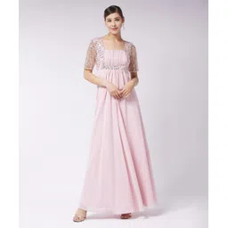 miss chase Women A-line Pink Maxi/Full Length Dress-picture-14