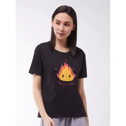 Miss Chase Women Black Printed Pure Cotton T-shirt-picture-12