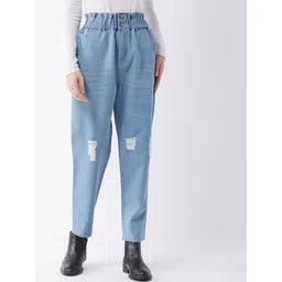 Miss Chase Women Blue High-Rise Mildly Distressed Jeans-picture-12