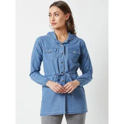 Miss Chase Women Blue Solid Denim Jacket-picture-15