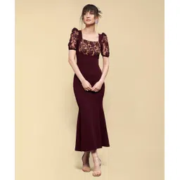 miss chase Women Bodycon Maroon Ankle Length Dress-picture-12