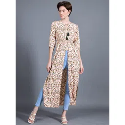 Miss Chase Women Floral Tie-Up Tassel Detailing Front Slit Maxi Formal Top-image-36