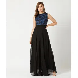 miss chase Women Gown Blue, Black Maxi/Full Length Dress-picture-13