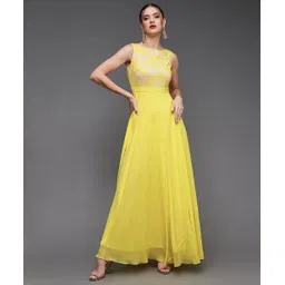 miss chase Women Gown Yellow Maxi/Full Length Dress-picture-12