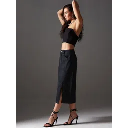 Miss Chase Women High Rise Yim Son Mit Straight Midi Slit Skirt-picture-30