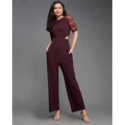 miss chase Women Lace Jumpsuit with Waist Cut-Out-picture-28
