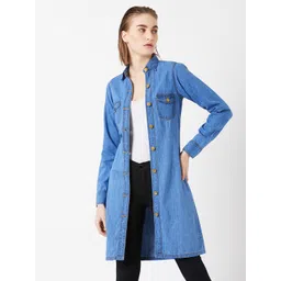 Miss Chase Women Lightweight Solid Denim Jacket-picture-14
