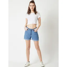 Miss Chase Women Lightweight Solid Regular Fit Denim Shorts-picture-32