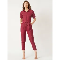Miss Chase Women Maroon Solid Basic Jumpsuit-picture-24