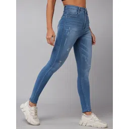 Miss Chase Women Skinny Fit High-Rise Mildly Distressed Light Fade Stretchable Jeans-picture-41