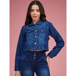 Miss Chase Women Washed Crop Denim Jacket-picture-29