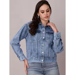 Miss Chase Women Washed without Denim Jacket with Patchwork-picture-25