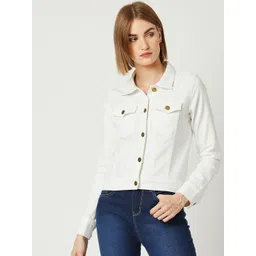 Miss Chase Women White Solid Denim Jacket-picture-11