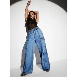 Miss Chase Women Wide Leg High-Rise Cargo Styles Jeans-picture-29