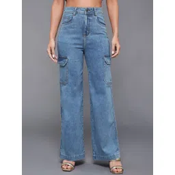 Miss Chase Women Wide Leg High-Rise Light Fade Stretchable Jeans-picture-34