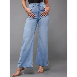 Miss Chase Women Wide Leg High-Rise Light Fade Stretchable Jeans-picture-24