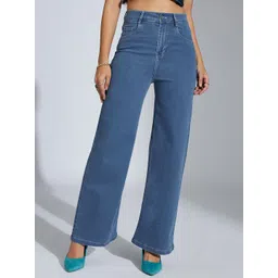 Miss Chase Women Wide Leg High-Rise Mildly Distressed Stretchable Jeans-picture-25