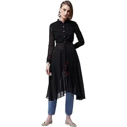 miss chase Women's Black Round Neck Long Sleeve Solid Empire Maxi Top-picture-21