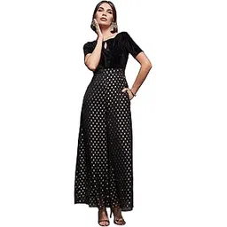 miss chase Women's Boat Neck Half Sleeve Wide Leg Regular Length Polyester Printed Jumpsuit with Pockets-picture-12