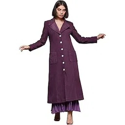 miss chase Women's Dark Mauve Solid V-Neck Full Sleeves Patched Pocket Polyester Button Down Jacket-picture-50