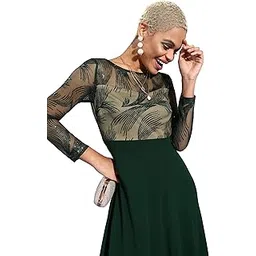 miss chase Women's Green & Beige Solid Embellished Maxi Dress-picture-10