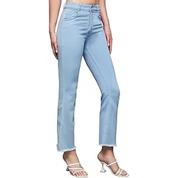 miss chase Women's Light Blue Boot Cut High Rise Cropped Stretchable Denim Jeans-picture-26